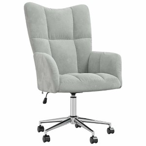 vidaXL Relaxing Chair - Light Gray Velvet Upholstered Armchair with Adjustable Height and Swivel Function for Home/Office Use - 1 of 4
