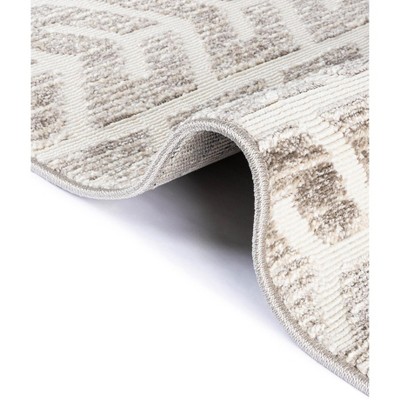 Ivory and Brown Synthetic Outdoor Runner Rug 2' x 8' - Easy Care and Reversible