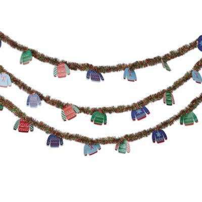 Blue Panda Ugly Sweater Holiday Garland for Christmas Party, Home Décor, Wall Stairway (26 Feet)