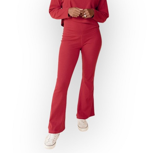 Organic Cotton Stretch Maternity Postpartum Beyond Ribbed Flare Leggings rust xl Target