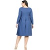 Plus Size Long Sleeve Fit and Flare Midi Dress - 24seven Comfort Apparel™ - 3 of 4