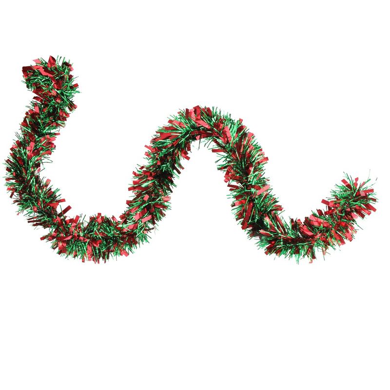 Northlight 50' x 3" Unlit Red/Green Wide Cut Tinsel Christmas Garland, 4 of 5