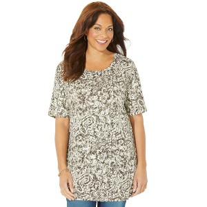 Catherines Women's Plus Size Easy Fit Short Sleeve Scoopneck Tunic - 1 of 4
