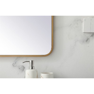 Elegant Brass Rectangular Soft-Corner Vanity Mirror 27x36 Inch