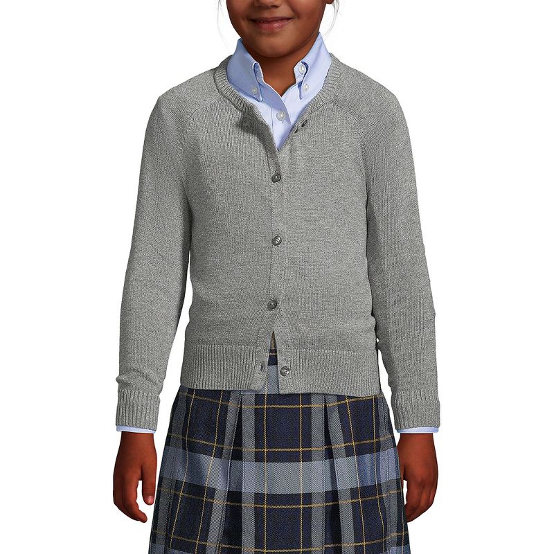 Lands' End School Uniform Kids Cotton Modal Cardigan Sweater, 3 of 4