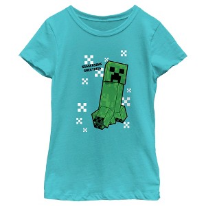 Girl's Minecraft SSSSeasons Greetings Creeper T-Shirt - 1 of 4