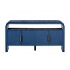 Retro Minimalist Curved Sideboard Console Table with Gold Handles, Multifunctional Storage and Open Shelf - 3 of 4