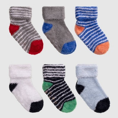 Baby 6pk Striped Low Cut Socks - Cat & Jack™ Blue 12-24M