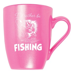 Elanze Designs I'D Rather Be Fishing Princess Pink 10 ounce New Bone China Coffee Cup Mug - 1 of 4