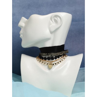 SOHI Women's Raven Black The Suffragette Multi-Layer Necklace