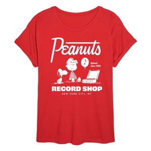 Women's - Peanuts - Record Shop Oversized Graphic T-Shirt - 1 of 4