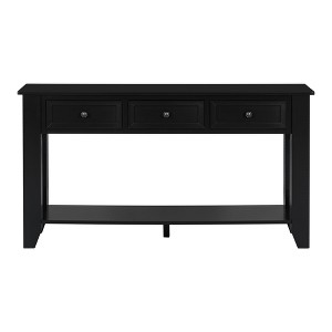 Luxystar Console Table with Three Drawers and Shelf Storage Sideboard, Black - 1 of 4