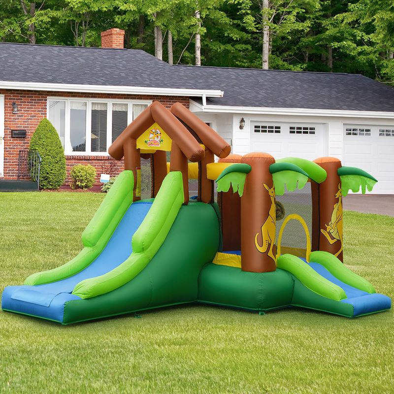 Costway Inflatable Jungle Bounce House Kids Dual Slide Jumping Castle Bouncer, 2 of 11