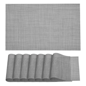 Unique Bargains PVC Table Washable Woven Placemat 8 Pcs - 1 of 4