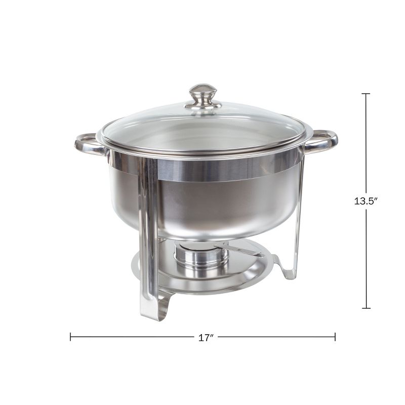 Great Northern Popcorn Chafing Dish 7.5 Quart Stainless Steel Round Buffet Set – Includes Water Pan, Food Pan, Cover, Fuel Holder, and Stand, 2 of 13
