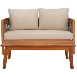 Amanda Bench And Table - Indoor/Outdoor - PAT7090 - Natural/Taupe - Safavieh - 1 of 4