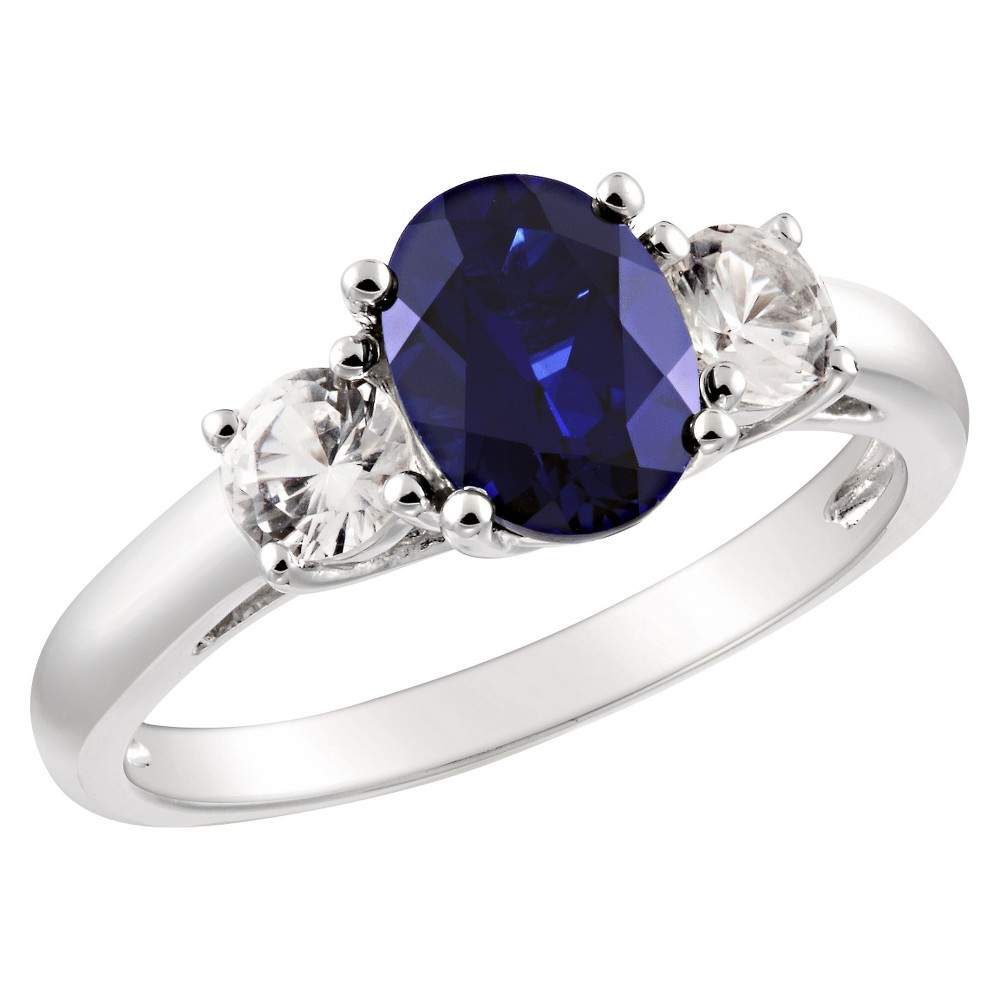 Photos - Ring Created Blue and White Sapphire  in Sterling Silver - Blue/White 7
