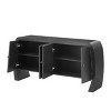 Storage Cabinet with Four Doors, Curved Legs, Built-in Shelves and Ash Veneer Finish for Entryway, Hallway or Living Room-The Pop Home - 4 of 4