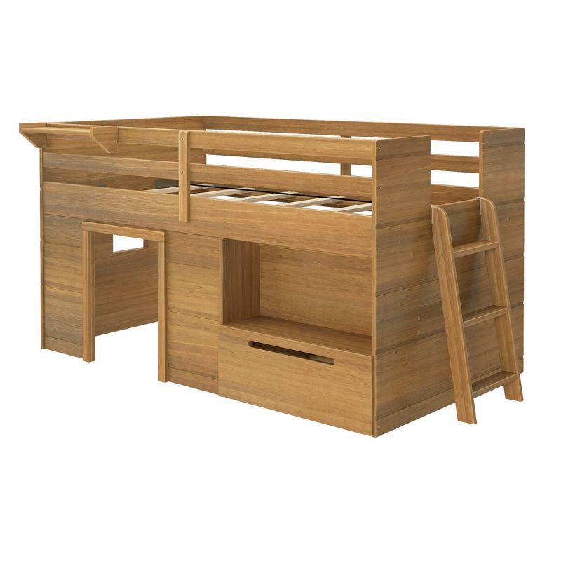 Max & Lily Loft Bed Twin Size Solid Wood Platform Bed Frame for Kids with Storage Drawer, 1 of 6