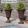 SEVOBAL 15.7" Planters Flower Pot 2-Pack Flower Pots with Award-Winning Design Indoor Outdoor Plants Green Plant Patio, Brown, 15.76"*15.76"*23.64" - 2 of 4