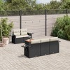 vidaXL Patio Sofa Set with Cushions Outdoor Furniture 6 Piece Poly Rattan - Black and Cream - 2 of 4