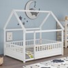 KTMBDW Twin/Full Size Floor Bed Frame with Roof Fence, Wooden Montessori House Bed for Boys Girls Bedroom - 3 of 4