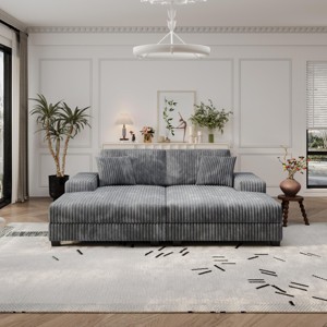 Convertible Corduroy Sectional Sofa,Modern Sleeper Couch,Oversized Living Room Lounge Chair - The Pop Home - 1 of 4