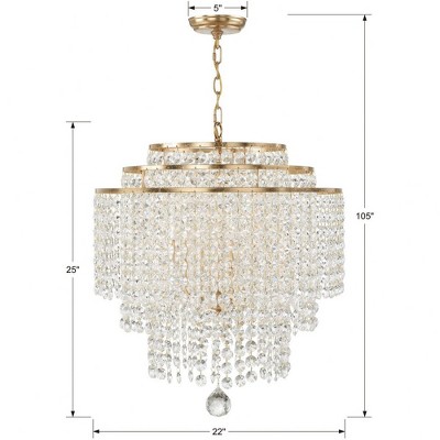 Gabrielle Antique Gold 6-Light Crystal Chandelier