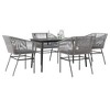 vidaXL Patio Dining Set with Cushions Table and Chairs Set Poly Rattan Glass - Gray 55.1" x 27.6" x 29.1" 4 Piece - 2 of 4