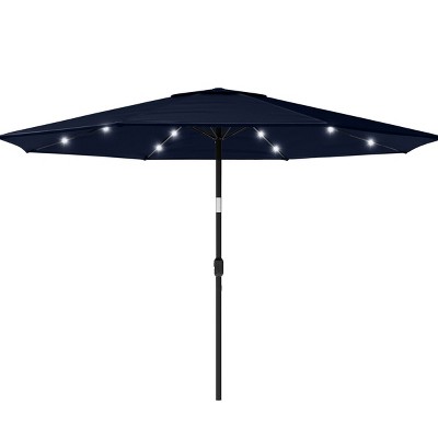 Navy Blue 10-Foot Patio Umbrella with Solar LED Lights