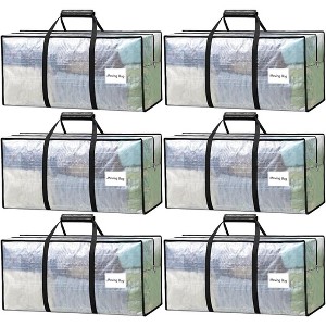 6 Pack Heavy Duty Moving Bags with Padded Wrap Around Handles-Strengthened Zipper Extra Large Storage Totes for Dorm - 1 of 4