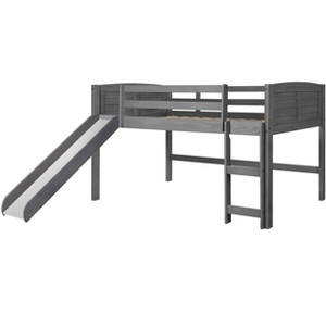 Donco Kids Louver Twin Antique Grey Low Loft Bed With Slide - 1 of 4