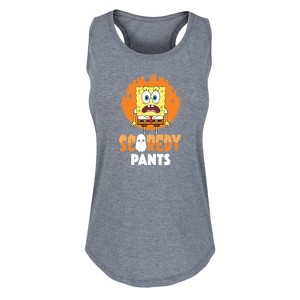 Women's - SpongeBob SquarePants - SpongeBob Scaredy Pants Graphic Racerback Tank - 1 of 4