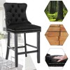 QingMoon Velvet Upholstered Barstools, Button Tufted Counter Chairs Set of 2 with Nailhead Trim and Wooden Legs for Kitchen, Cafe, Pub - 3 of 4