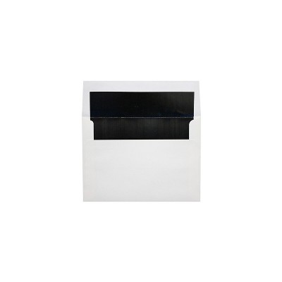 LUX A7 Foil Lined Invitation Envelopes 5 1/4x7 1/4  White w/Black Lining FLWH4880-02-50