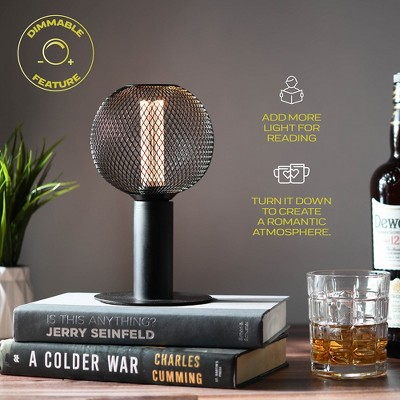 Warm Black Globe LED Bulb with Metal Cage