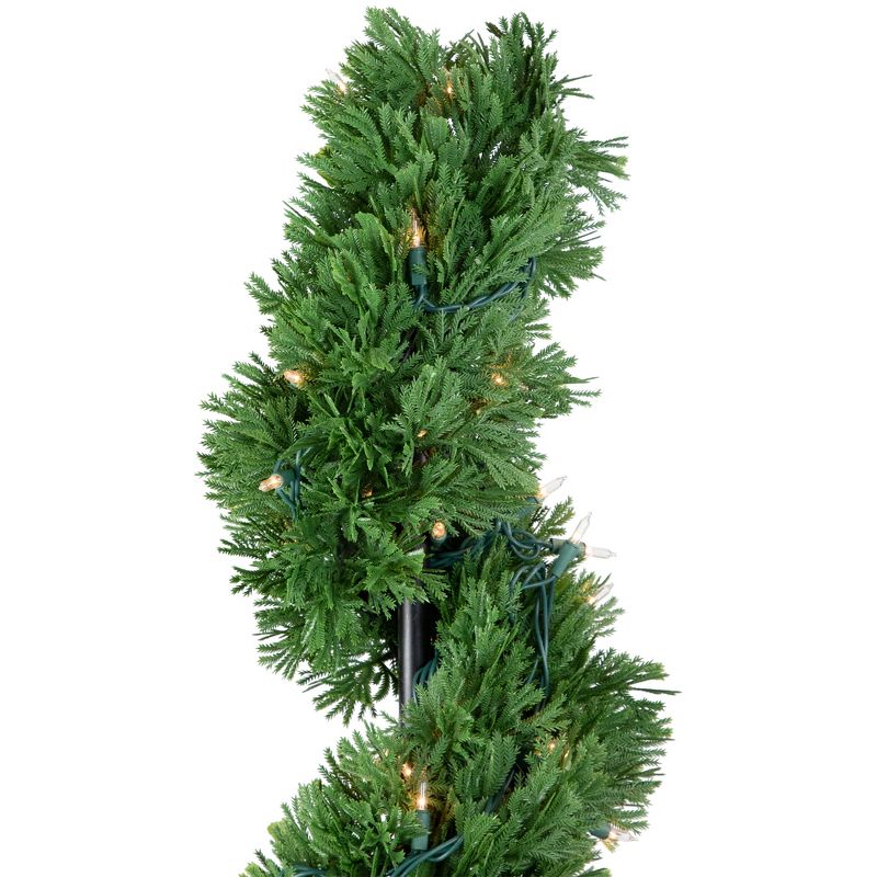 Northlight Real Touch™ Artificial Pre-Lit Cedar Spiral Topiary Tree, Clear Lights - 4.5", 3 of 8