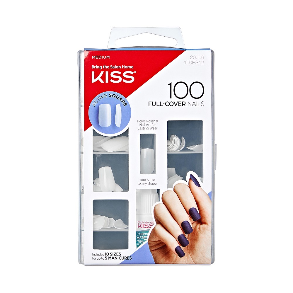 Photos - Manicure Cosmetics KISS Products Fake Nails - Active Square - 101ct