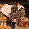 Women's Orange & Black Plaid Drawstring Shirt Dress - Cupshe - 3 of 4