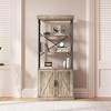 74 Inch Industrial Bookshelf, Freestanding Bookcase with Doors and 3 Open Shelves - 4 of 4