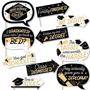 Big Dot of Happiness Funny Hello College Graduation Party Photo Booth Props Kit - 10 Piece - 1 of 4