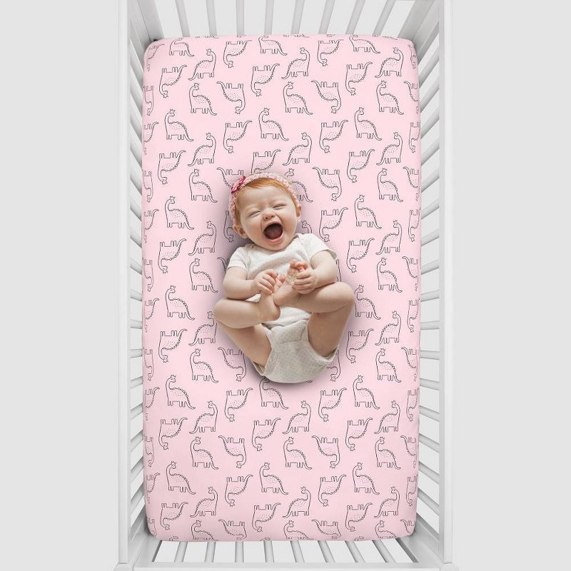Carter&#39;s Dinosaur Princess Super Soft Fitted Crib Sheet - Pink, 4 of 6