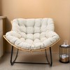 Outdoor Rocking Chair, Patio Egg Rocking Chair, Indoor Passant Chair, Rattan Wicker Lounge Chair, Modern Royal Chair for Bedroom, Living Room, Beige - 2 of 4