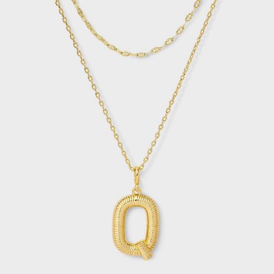 14K Gold Dipped Cubic Zirconia Duo Initial Multi-Strand Necklace - A New Day™ Gold