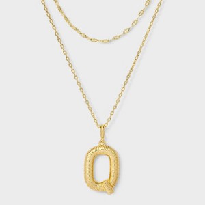 14K Gold Dipped Cubic Zirconia Duo Initial Multi-Strand Necklace - A New Day™ Gold - 1 of 4