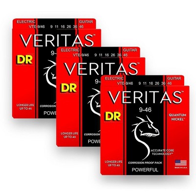 DR Strings Veritas - Accurate Core Technology Light and Heavy Electric Guitar Strings (9-46) 3-PACK