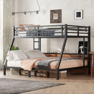 NicBex Twin XL over Queen Bunk Bed Metal Frame Bed Frame with Guardrails and 2 Ladder, No Box Spring Required, Space Saving - 1 of 4