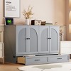 Foldable Full Size Murphy Bed with Drawers and USB Port,Space-Saving Cabinet Bed with Rattan Doors-The Pop Home - 2 of 4