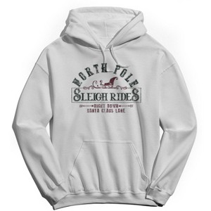 Rerun Island Men's Christmas North Pole Sleigh Long Sleeve Graphic Cotton Hoodie - 1 of 1