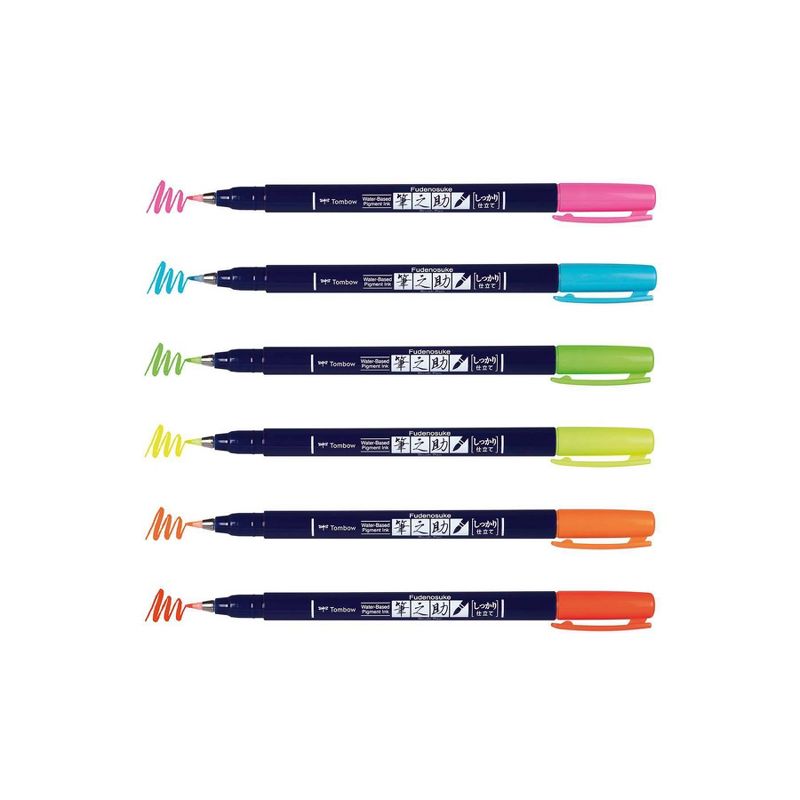 Tombow 6ct Fudenosuke Brush Pens - Neon, 3 of 8